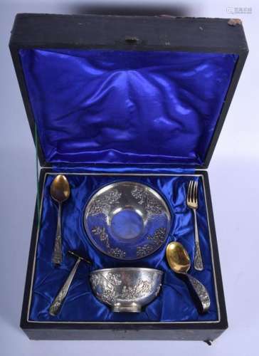 A RARE 19TH CENTURY CHINESE EXPORT SILVER CHRISTENING