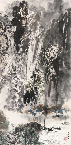 李可染 （1907-1989） 山水 设色纸本立轴