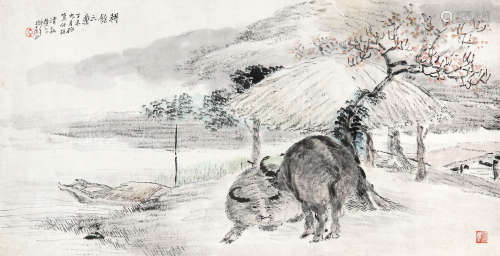 钱慧安 （1833-1911） 耕余之乐1907年作 设色纸本横轴