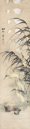 马兆麟 （1837-1918） 花鸟 设色纸本镜片