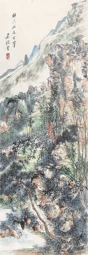吴熙曾 （1904-1972） 山水 设色纸本镜片
