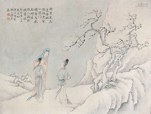 朱良材 （1864-?） 冲寒几度觅香魂 设色纸本横批