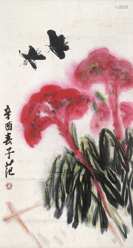 崔子范 （1915-2011） 花鸟1981年作 设色纸本立轴