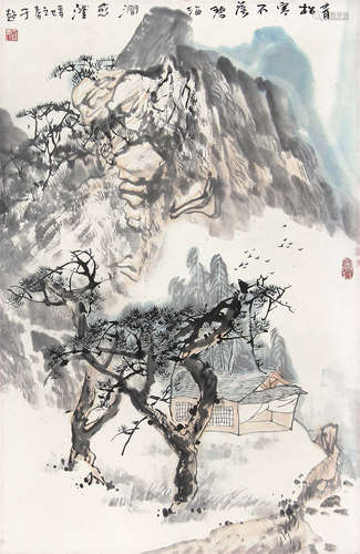 于超 （b.1961） 青松寒不落2001年作 设色纸本立轴