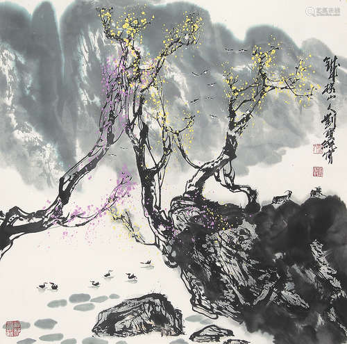 刘宝纯 （b.1932） 春江水暖 设色纸本立轴