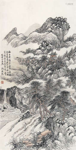 何维朴 （1842-1922） 山水 设色纸本立轴