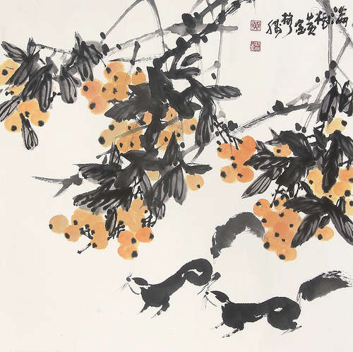 黄格胜 （b.1950） 满树黄金 设色纸本托片