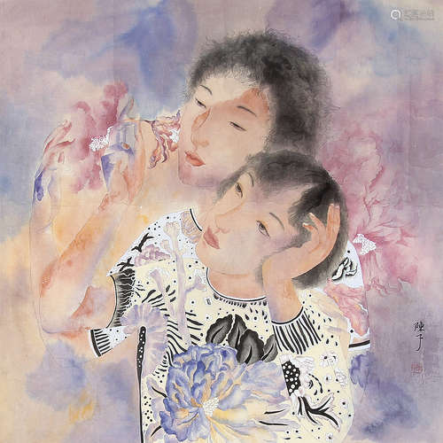 陈子 （b.1960） 人物 设色纸本镜片