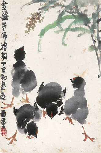 郑百重 （b.1945） 四季发财 设色纸本镜框