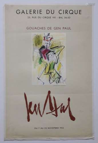 Gouaches by Gen Paul, Galerie du Cirque, Paris, 19…