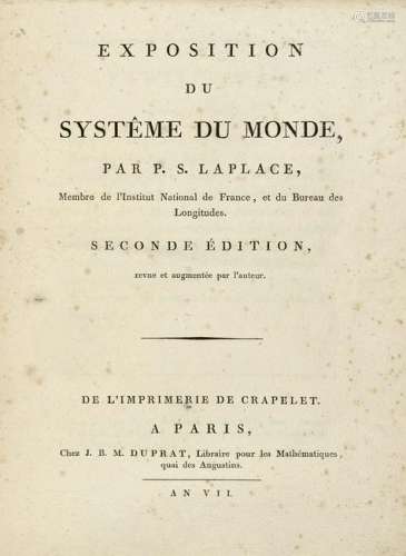 LAPLACE, Pierre Simon (1749-1827). Exposition du