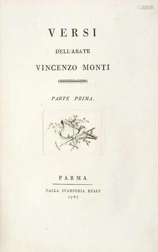 MONTI, Vincenzo (1754-1829) - Versi. Parma: