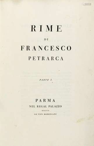 PETRARCA, Francesco (1304-1374) - Rime. Parma: