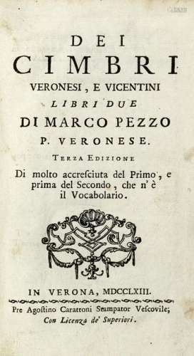 PEZZO, Marco (1719-1794) - Dei cimbri veronesi e
