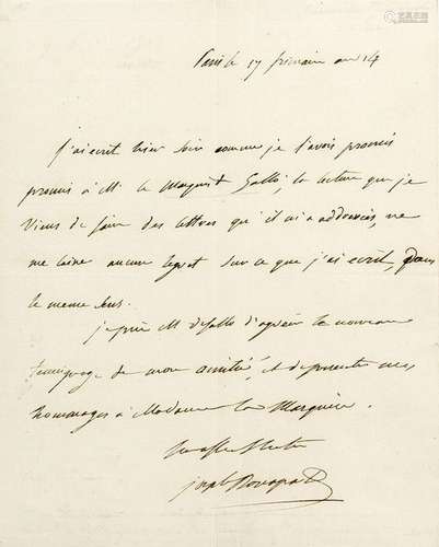 [NAPOLEONE] - BONAPARTE, Giuseppe (1768-1844) - Lettera