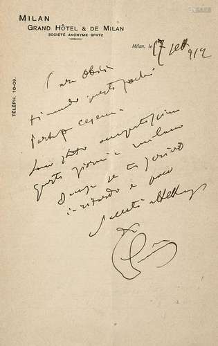 PUCCINI, Giacomo (1858-1924) - Lettera autografa. 17