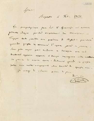 VERDI, Giuseppe (1813-1901) - Lettera autografa. 5