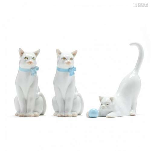 Three Herend Porcelain Natural Cats