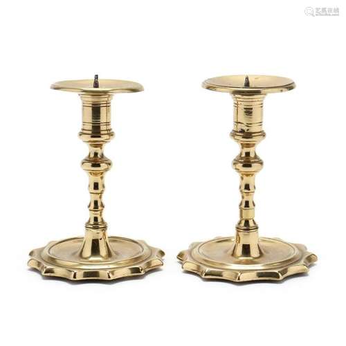 A Pair of 18th Century Brass Candlesticks