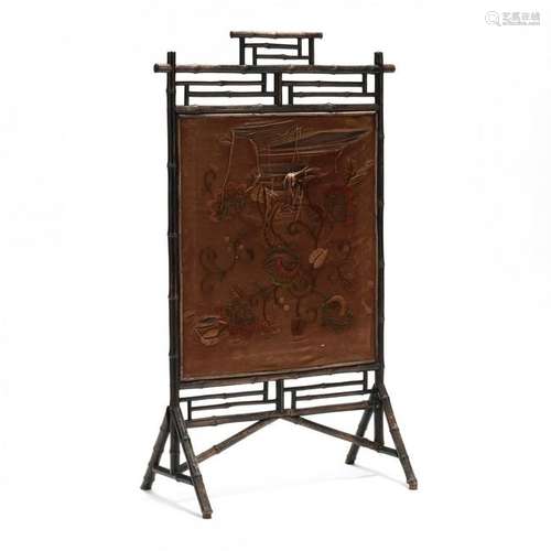 Antique English Bamboo Fire Screen