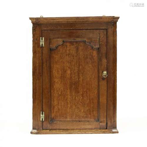 George III Oak Hanging Corner Cupboard