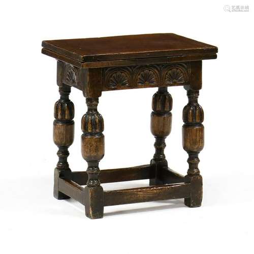 William and Mary Style Carved Oak Child's Pub Table