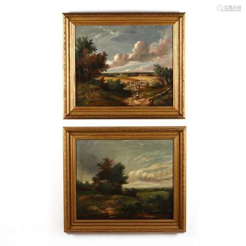 A Pair of Antique English School Landscape Paintings