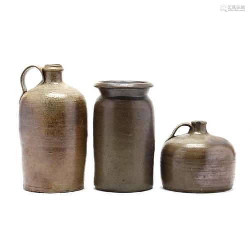 Three NC Pottery Salt Glazed Vessels, One by JD Craven