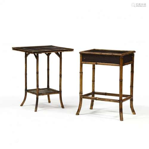 Two Antique English Bamboo Chinoiserie Stands