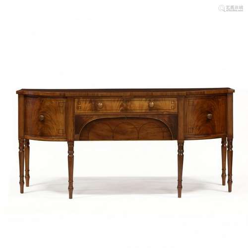 English Sheraton Inlaid Mahogany Sideboard