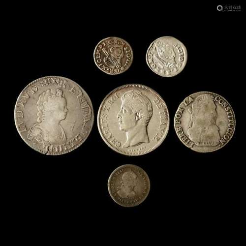 Six Historic Silver Coins, 16th-19th Century