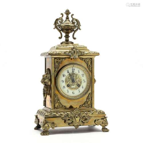 French Gilt Brass Mantel Clock