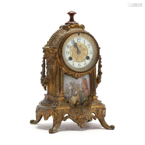 Waterbury Clock Co., Louis XV Style Porcelain and Gilt