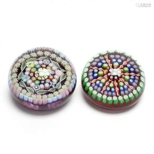 Two Perthshire Millefiori Art Glass Paperweights