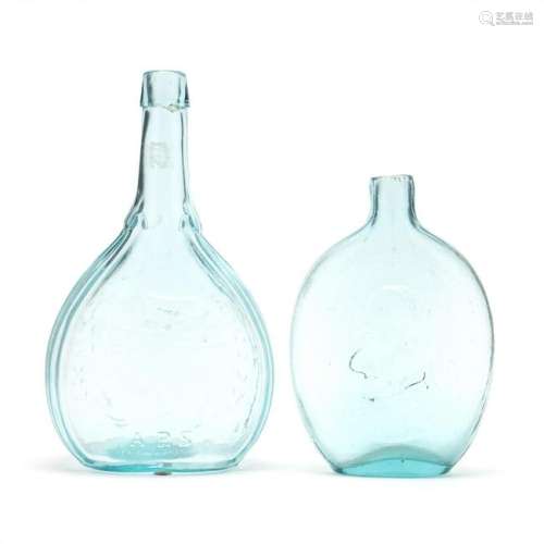 Two 19th Century Historical Glass Flasks
