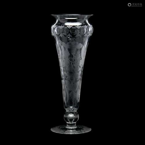 A Fine Engraved Glass Vase, Libbey