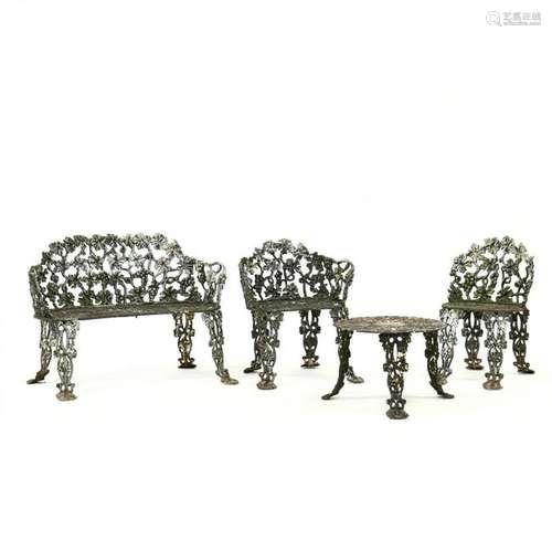 Four Pieces of Cast Iron Garden Furniture