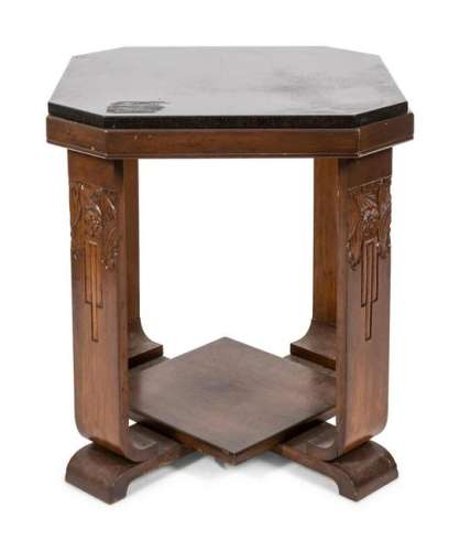 An Art Deco Walnut Octagonal Occasional Table Height 17