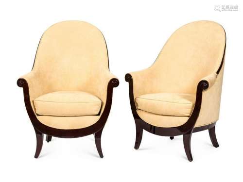 A Pair of French Art Deco Bergeres Height 43 x width 29