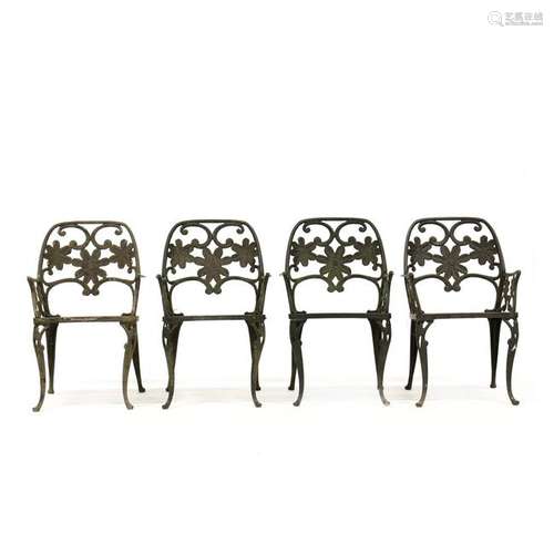 Four Vintage Aluminum Garden Armchairs