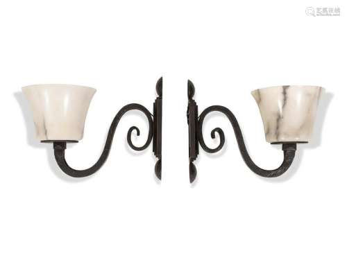A Set of Four French Art Deco Wrought-Iron and