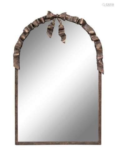A Deco Style Wrought-Iron Arched Rectangular Mirror