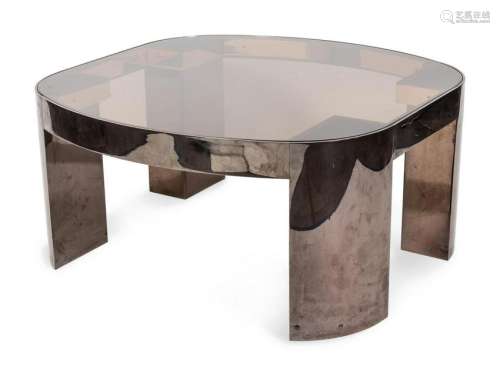 A Pair of Karl Springer Coffee Tables Height 17 x width