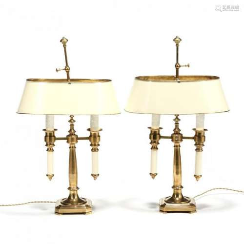 Champan, Pair of Brass Tole Table Lamps