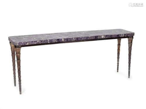 A Contemporary Amethyst Mosaic and Silver Clad Console