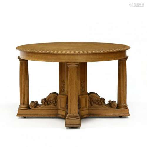 att. R.J. Horner & Co., Carved Oak Center Table