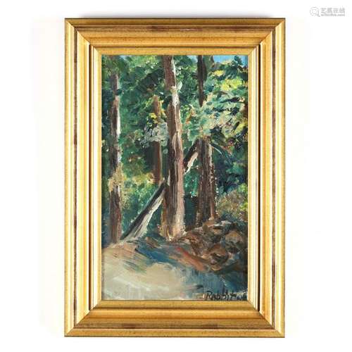 A Vintage Painting of a Forest Interior