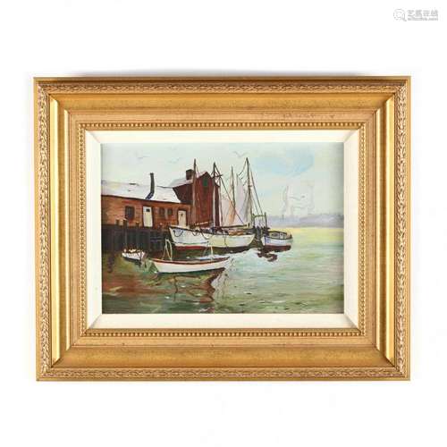 A Vintage New England Harbor Painting