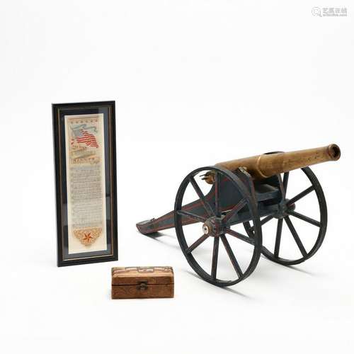 Two Vintage Patriotic Items with a Related Toy Cannon