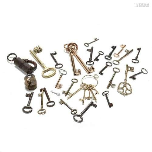 Group of Large Antique Keys and Locks